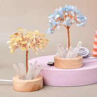 Arbre en fil de cristal fait main avec fil de cuivre et éclats de pierres roulées pour la décoration de table basse et les cadeaux d'affaires