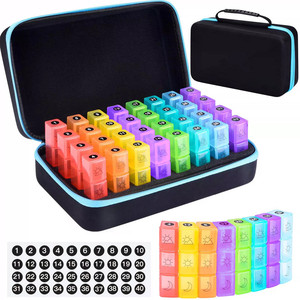 Boîte à médicaments de couleur bonbon à 31 compartiments, icônes soleil/lune, dosage <span class=keywords><strong>matin</strong></span>/après-midi/<span class=keywords><strong>soir</strong></span> pour un mois, étui grande capacité - Product Image 5