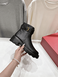 Buckle Strap Chunky Heel Ankle <b>Boots</b> with Platform Sole for Women Casual Daily Wear and Street Style Valentinoing - Product Image 2