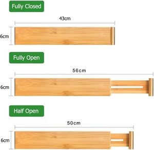 Séparateurs de <span class=keywords><strong>tiroirs</strong></span>, lot de 4, organisateurs de <span class=keywords><strong>tiroirs</strong></span> en bambou réglables, séparateurs d'organisation extensibles pour la cuisine, la chambre à coucher - Product Image 4