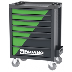 Chariot à outils roulant Fasano Tools à 7 tiroirs, vert et noir, armoire de rangement pour réparation automobile - Product Image 1