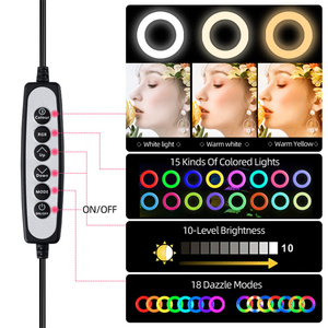 Anneau lumineux RGB de 10 pouces avec 180 LED °   Lumière réglable à <span class=keywords><strong>33</strong></span> couleurs RVB, 3 températures de couleur, 10 niveaux de gradation pour vidéo TK - Product Image 4