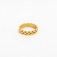 Bague Chaîne Tendance en Acier Inoxydable Plaqué Or 18K pour Femme, Idéale pour les Fêtes et les Cadeaux – Vente en Gros