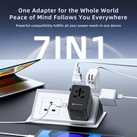 Adaptateur de voyage universel Wontravel 3 prises AC Chargeur GaN 100w Type-c Charge rapide 7 ports Adaptateur de voyage pour les essentiels de voyage