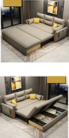 Sofá Cama Multifuncional para Sala de Estar, Económico, Plegable, Doble, Retráctil, Individual, con Banco para Sentarse, de Madera Maciza