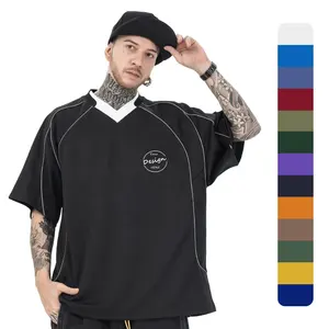 하이 퀄리티 사용자 정의 디자인과 편안한 V 넥 티 통기성 단색 스포츠 티셔츠 남성용