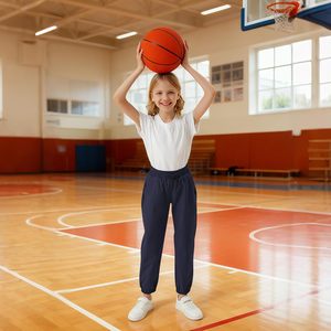 Pantalon de jogging pour enfants, taille élastique, poids moyen, en polyester et coton tricoté, respirant, avec poches, pour l'école et les jeux, de la petite enfance à l'adolescence - Product Image 3