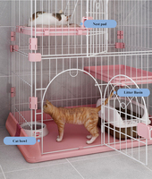 Cage pour chat, villa d'intérieur avec toilettes, grand espace libre, petite maison pour chat
