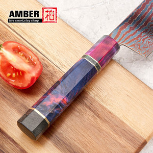 Dao bếp Nhật Bản thép Damascus không lõi chất lượng cao, siêu bén, lưỡi dao màu xanh lam - Product Image 4