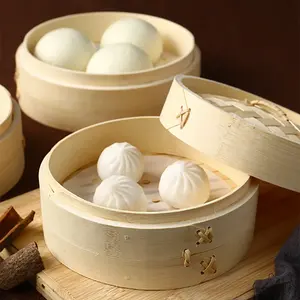 Zhuchaung, venta al por mayor en China, vaporizador de 2 niveles para cocinar bolas de masa hervida, arroz y verduras, olla de vapor, cesta de vapor de Bambú