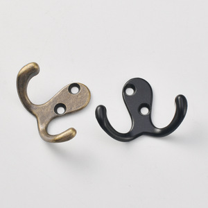 Crochets muraux doubles en fonte, bronze antique, chrome noir, pour portes et murs - Product Image 1
