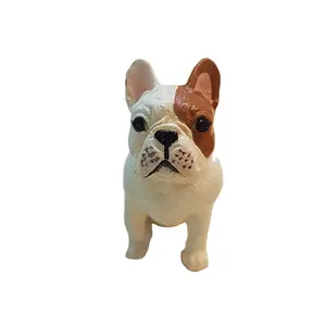 Boneca bulldog francês, boneca de resina, estatueta de cachorro, pequena, colecionável, pintada à mão, artesanato