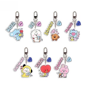 Portachiavi in acrilico personalizzato con stampa fronte-retro di personaggi <span class=keywords><strong>anime</strong></span> <span class=keywords><strong>kawaii</strong></span> BT21 BTS, portachiavi coreano per borsa o auto, per fan. - Product Image 1