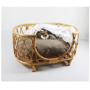 Niches pour chiens en rotin à motif uni, écologiques, universelles quatre saisons, lits pour animaux de compagnie en rotin véritable, artisanat - Product Image 5