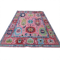 Modern Floral Pet Friendly Hand Knotted Wool Area Rug