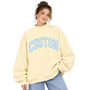 Sudadera Oversize Blanca de Punto con Cuello Alto para Mujer, Estampado de Puntos y Letras Personalizado, Estilo Urbano Casual - Product Image 1