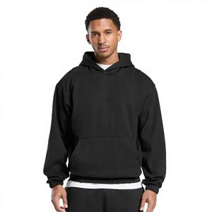 Sweat-shirts à capuche de haute qualité 500 g/m² en molleton épais, coupe slim, épaules tombantes, sans cordons, pour hommes, en coton 100 %, pour l'hiver - Product Image 1