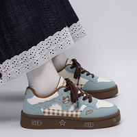 Baskets plateforme à lacets pour femmes, imprimé dessin animé beige, respirantes, chaussures de skate, usine de Wenzhou, faible MOQ