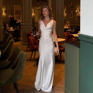 Minimalist <b>White</b> Satin Cowl Neck Formal <b>Maxi</b> Dress & FTS 1688 Low MOQ Sourcing Service with Low Commission - Product Image 4