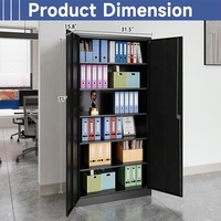 Organisateur de rangement verrouillable en acier noir au design moderne, 2 portes, 4 étagères réglables, armoire de sécurité pour dossiers