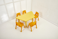 Ensemble table et chaise d'étude réglables en hauteur en plastique pour la maternelle, design incurvé, épaissi, sûr et écologique
