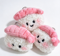 Porte-clés en peluche mignon en forme de sushi, dessin animé, doux, écologique, 3D, avec mini porte-monnaie