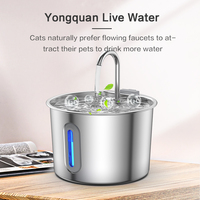 Fontaine à eau intelligente pour chat avec niveau d'eau visible, en acier inoxydable, filtration multicouche, distributeur d'eau pour animaux de compagnie avec robinet