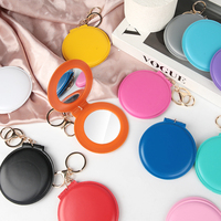 Porte-clés miroir personnalisé avec logo, 12 couleurs, miroir de poche rond pliable, mini miroir portable pour les voyages, cadeau promotionnel
