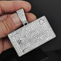 Collier Pendentif Chaîne Lourde Personnalisé Bicolore Style Hip-Hop Bling Strass Plaquage Or Givré avec Maillons Cubains en Forme de Lettre