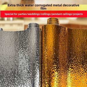 <span class=keywords><strong>Film</strong></span> décoratif imitation métal acier inoxydable effet vague d'eau, autocollant étanche pour plafond de magasin, KTV, hôtel, mariage, or et argent - Product Image 3