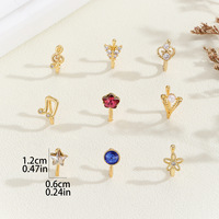Gaby Manufacturer Nouvelle bague de nez fantaisie unique en forme de U, sans perçage, en cuivre, avec zircon, à clipser