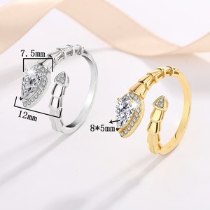 Nhẫn rắn bạc 925 nữ nam phong cách Punk, đính đá Moissanite hình giọt nước, trang sức cao cấp, chứng nhận GRA - Product Image 4