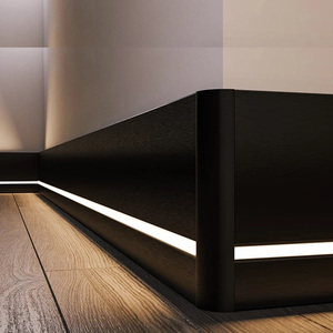 Perfil LED de Aluminio Moderno de 80 mm, Rodapié Antirrayaduras <span class=keywords><strong>para</strong></span> Apartamento, Cocina, Hotel, <span class=keywords><strong>Baño</strong></span>, Color Negro - Product Image 4