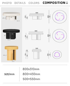 طاولة قهوة عصرية أنيقة مستديرة اللهجة مصنوعة يدويًا من نسيج الخشب الغني بالحبوب أثاث منزلي - Product Image 6