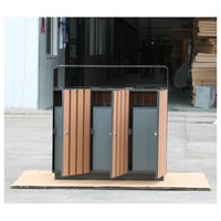 Poubelle de recyclage en bois à 3 compartiments pour extérieur, mobilier urbain commercial, bac à déchets public pour parc