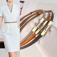 Ceintures en cuir véritable JULUN, fines, à double sangle en cuir, boucle dorée, ceinture élégante pour femmes, accessoire de taille pour tenues habillées