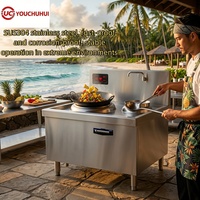 Cuisinière à wok électrique commerciale, cuisinière à induction pour faire sauter, 15 kW, acier inoxydable 304, commande magnétique, utilisation en cuisine de restaurant