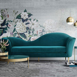 Canapé <span class=keywords><strong>Chesterfield</strong></span> capitonné en velours bleu classique pour hôtel et salon, <span class=keywords><strong>2</strong></span> ou 3 places, avec pieds dorés - Product Image 4