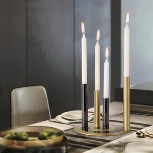 Porte-bougie de luxe rétro nordique Table à manger romantique dîner à la chandelle maison Simple décor moderne chandelier
