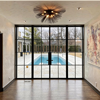 Portes battantes françaises en acier vitré pour intérieur, à ouverture manuelle, surface finie, avec moustiquaire en nylon et isolation thermique – Meilleures ventes