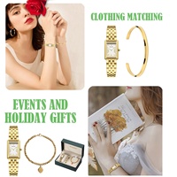 Ensemble de montres pour femmes de luxe, style antique, logo personnalisé OEM, bracelet en acier inoxydable, montre femme, mouvement à quartz japonais Miyota, montre dorée pour femme