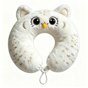 Oreiller de voyage personnalisé en forme de hibou des neiges, oreiller de cou en peluche blanc en forme d'hibou, oreiller de cou en forme d'animal en U - Product Image 3