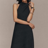 Robes de mariée pour femmes, col halter, sans manches, à pois, corsage ajusté, jupe évasée, longueur midi, fournisseur à faible MOQ