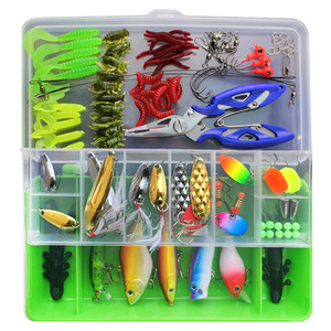 Kit de leurres 101 pièces, matériel de pêche en eau douce, leurres en plastique, hameçons, appâts pour la pêche à la ligne - Product Image 2