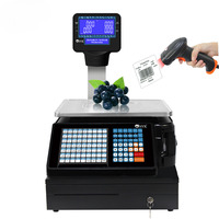Balance électronique numérique de 30 kg avec imprimante, balance de pesage pour supermarché, vente au détail, écran LCD, impression d'étiquettes de codes-barres, balance à fruits utilisée, OEM 1 pièce