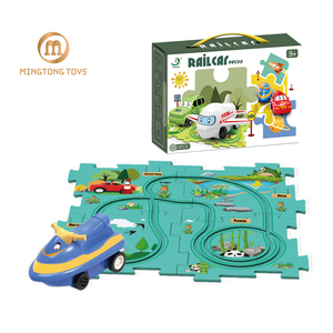 Jouets de construction de route amusants en plastique éducatifs <span class=keywords><strong>pour</strong></span> enfants d'âge préscolaire, puzzle de <span class=keywords><strong>rail</strong></span> électrique, piste de puzzle de voiture - Product Image 1