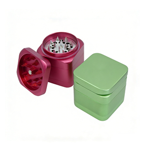 Aluminum <strong>Grinder</strong> 4-Layer Square Spice Tobacco <strong>Grinder</strong> with Pollen Sifter &amp; Scraper - Multiple Colors Available - Product Image 5
