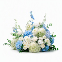 Arrangement floral artificiel d'hortensias bleus et blancs, centre de table en soie pour décoration de mariage