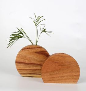 Florero de madera 202405, jarrón de madera hecho a mano artístico a prueba de fugas, capaz de insertar flores para mesa de centro decorativa - Product Image 4