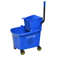 Chariot à serpillière à double seau pliable pour le nettoyage des hôpitaux et des aéroports, en plastique durable